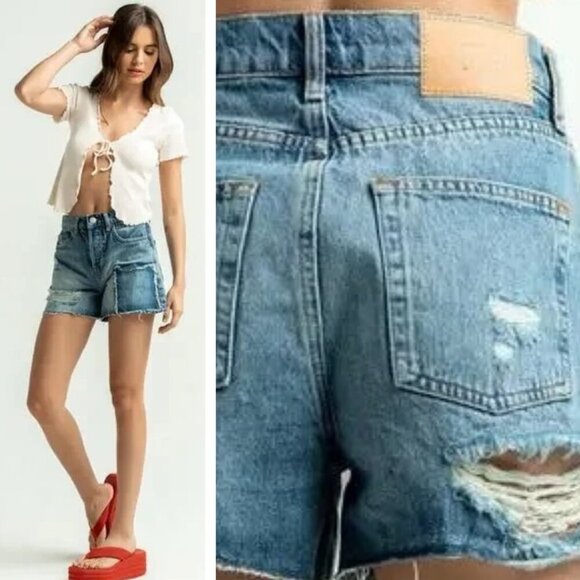 Bdg Pax Patchwork Denim Short Size 28 - Picture 1 of 5